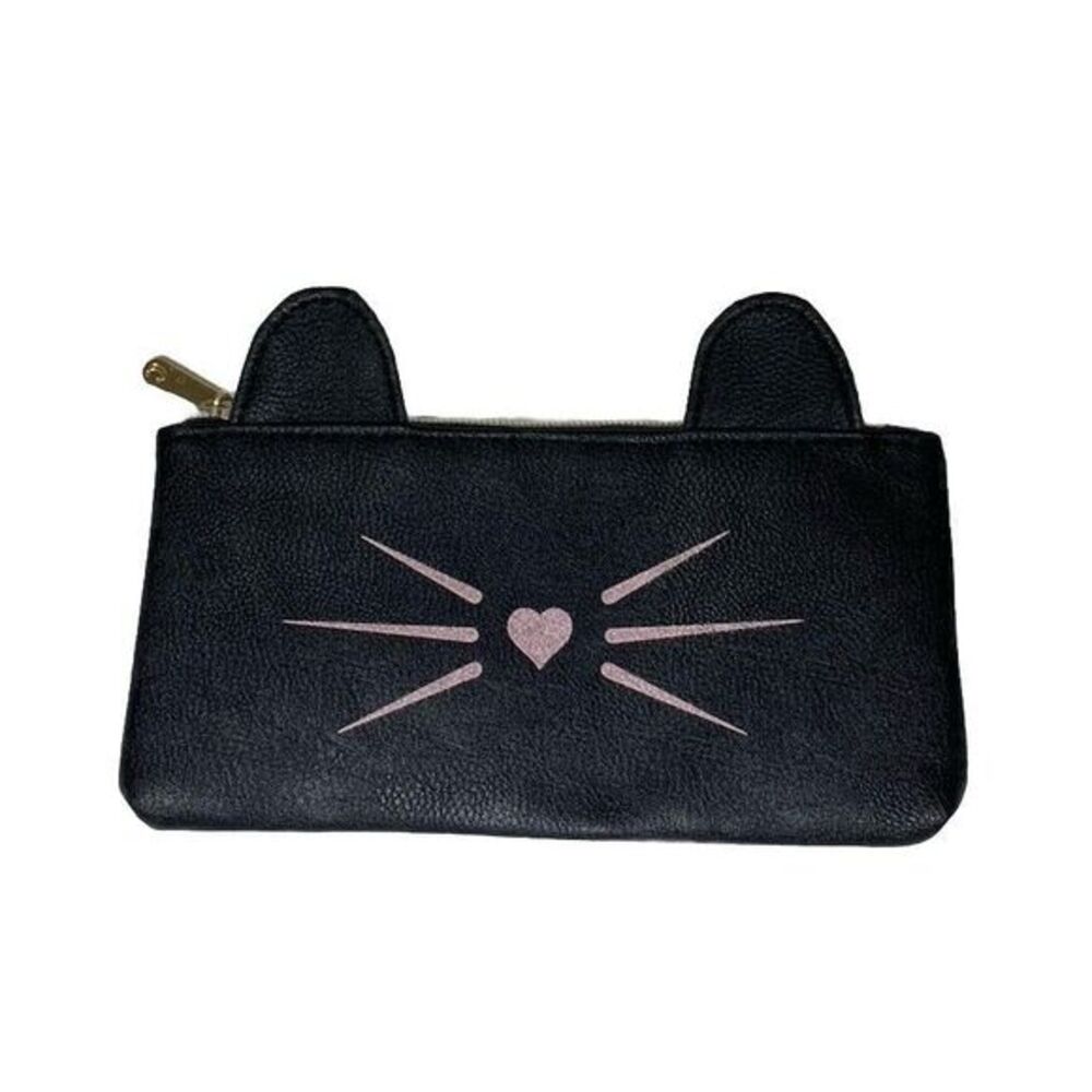 Black Kitty‎ Cat Wallet With Ears Zipper New No Tags 8x4 Cute Pets Youth Teen
